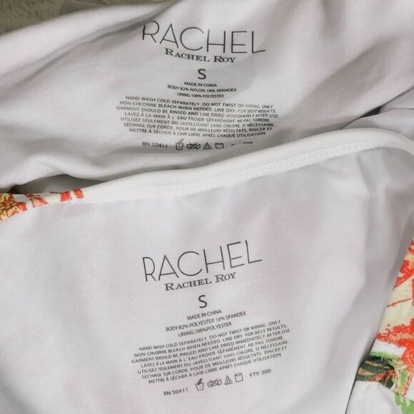 RACHEL ROY Women's 2 Piece Swimsuit Nylon Spandex White Floral Red Size S - Picture 10 of 11